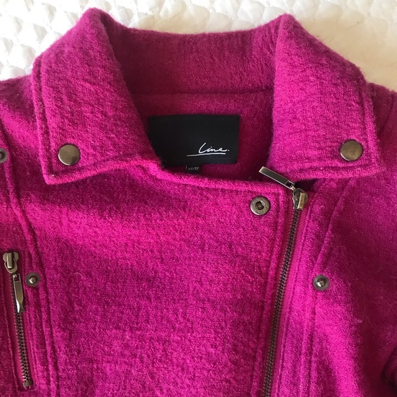 Line The Label fuchsia wool biker jacket size XS - Picture 4 of 8